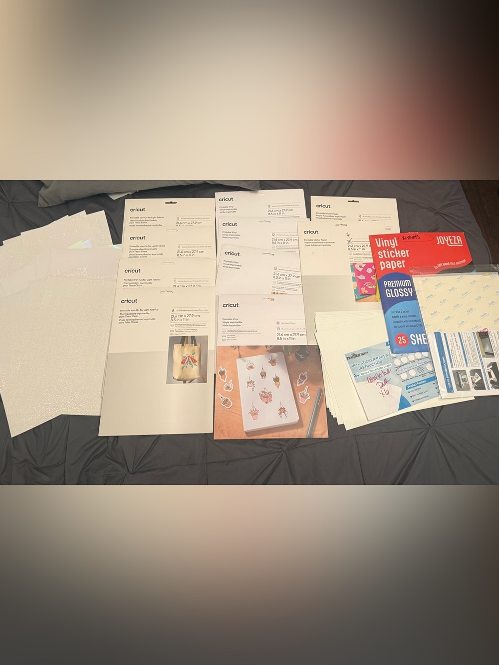 Cricut Printable Iron-On, Printable Vinyl, & Sticker Paper Bundle- 70+ sheets